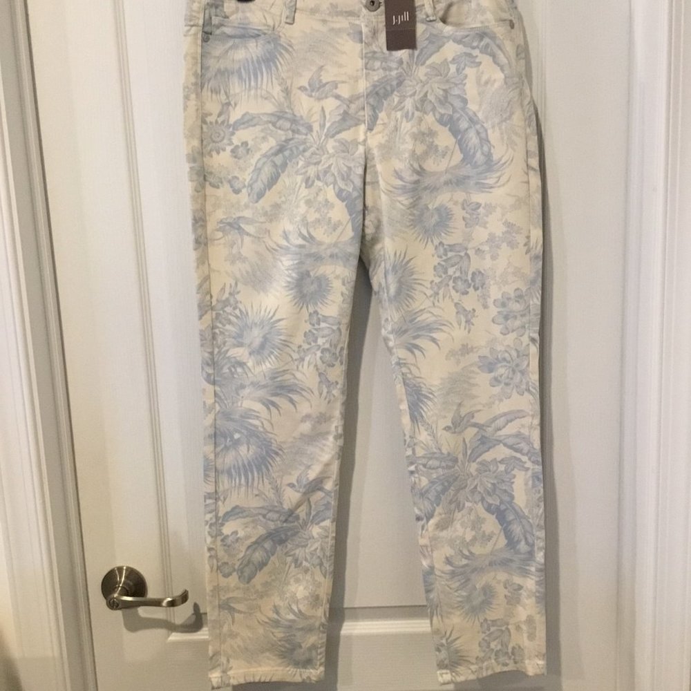 slim line printed cotton jeans